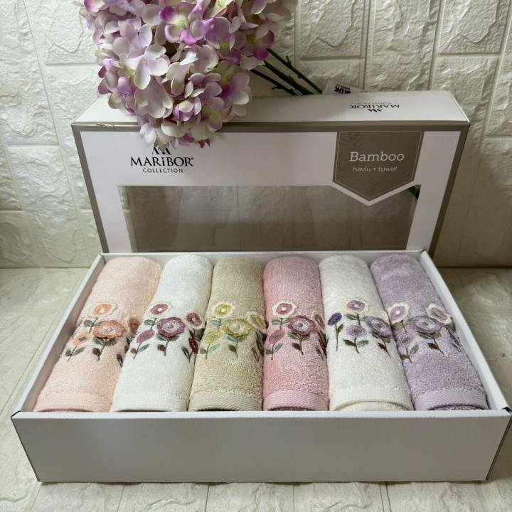 ENZA - 3d Nakışlı Bambu Havlu 6 Ad. (50X90)