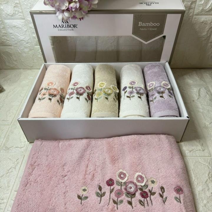 ENZA - 3d Nakışlı Bambu Havlu 6 Ad. (50X90)