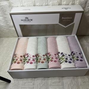 Zeytindalı - 3d Nakışlı Bambu Havlu 6 Ad. (50X90)