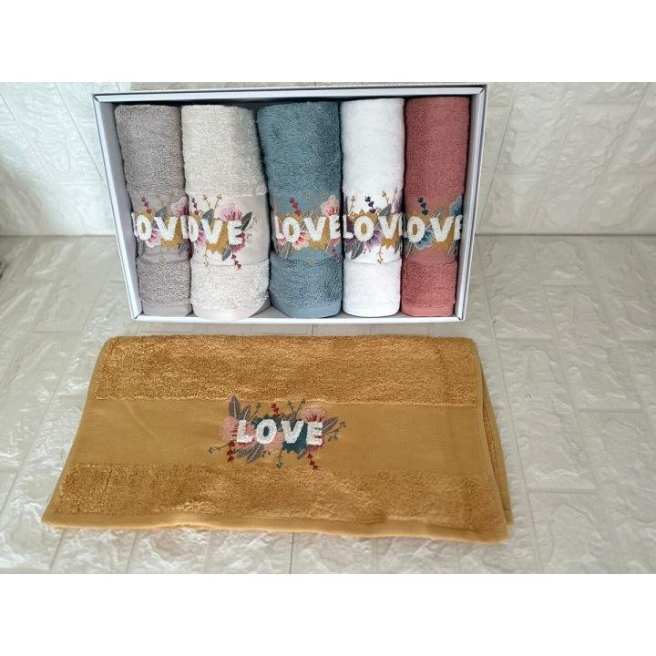 Love - 3d Nakışlı Bambu Havlu 6 Ad. (50X90)