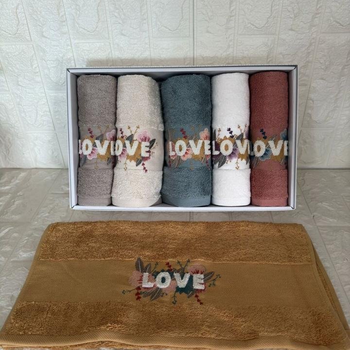 Love - 3d Nakışlı Bambu Havlu 6 Ad. (50X90)