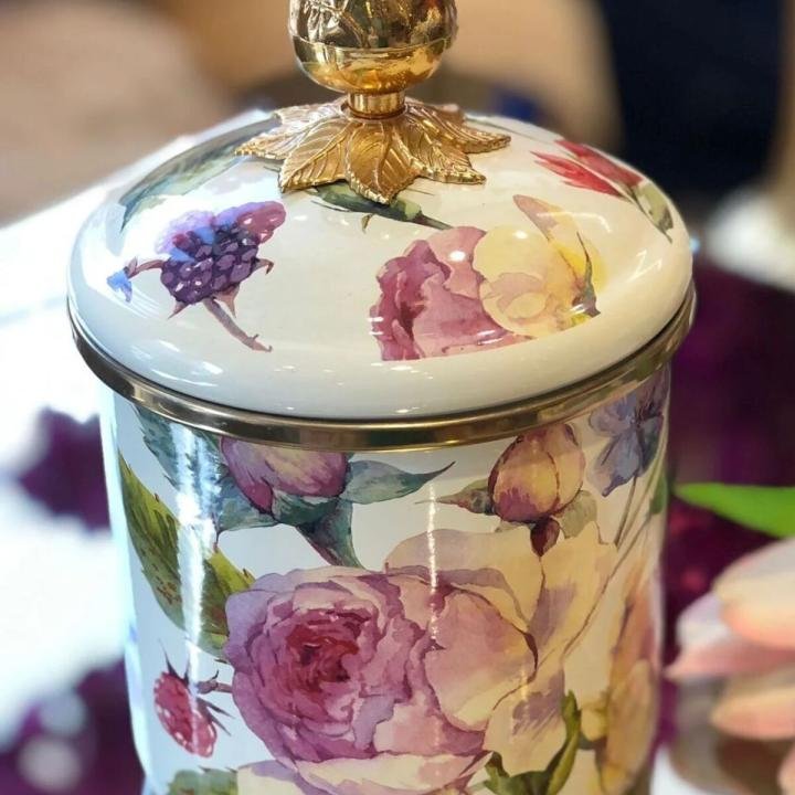 MİSS BETY - DUFY ROSE DELUXE 12 CM KAVANOZ - GÜL DESENLİ LÜX PORSELEN KAPAKLI KAVANOZ