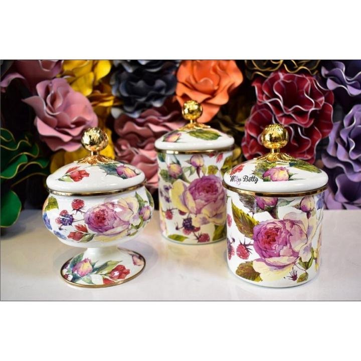 MİSS BETY - DUFY ROSE DELUXE 12 CM KAVANOZ - GÜL DESENLİ LÜX PORSELEN KAPAKLI KAVANOZ