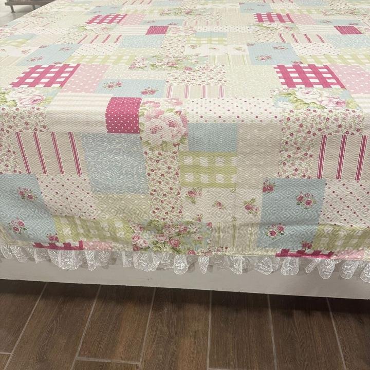 Patchwork Pike Yatak Örtüsü Dantelli Tek Kişilik % 100 Pamuk