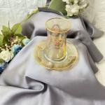 Çay Takımı Gül Desenli Amber 12 Parça Golden Flowers 6 Kişilik