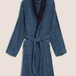 Mavi Saf Pamuklu Havlu Bornoz