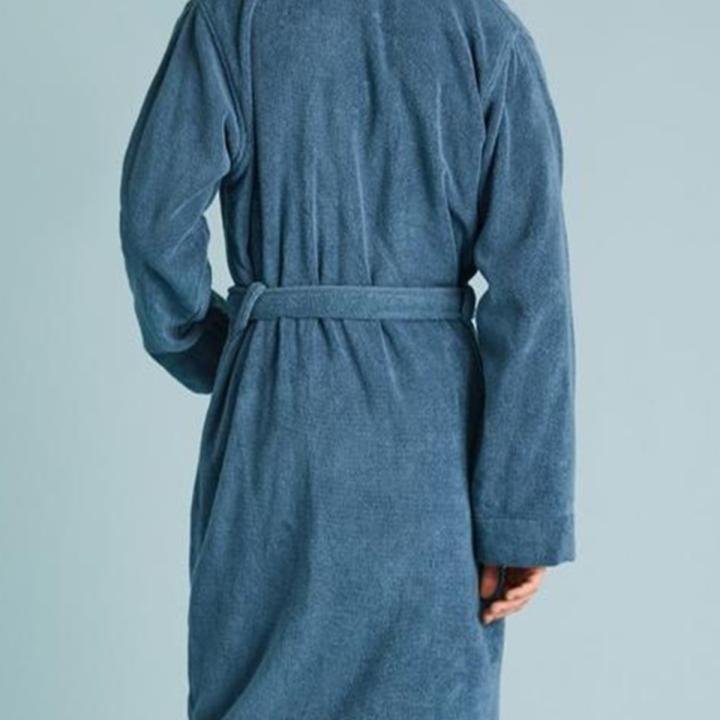 Mavi Saf Pamuklu Havlu Bornoz