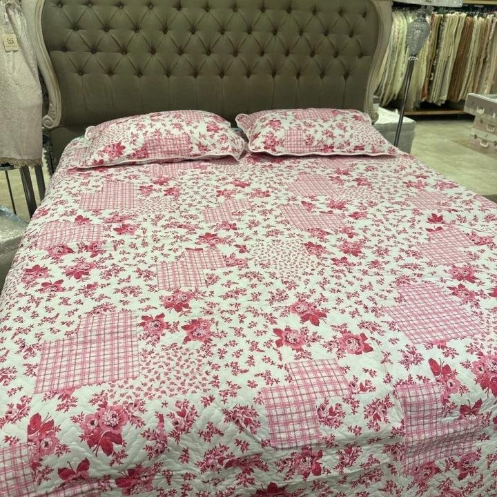 Çift Kişilik Empirme Pano Yatak Örtüsü Pudra 3Parça Double-Tr