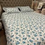 Çift Kişilik Empirme Pano Yatak Örtüsü Pudra 3Parça