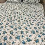 Çift Kişilik Empirme Pano Yatak Örtüsü Pudra 3Parça