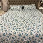 Çift Kişilik Empirme Pano Yatak Örtüsü Pudra 3Parça