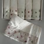 Gül - 6'lı Havlu Seti Bambu Nakışlı 50x90