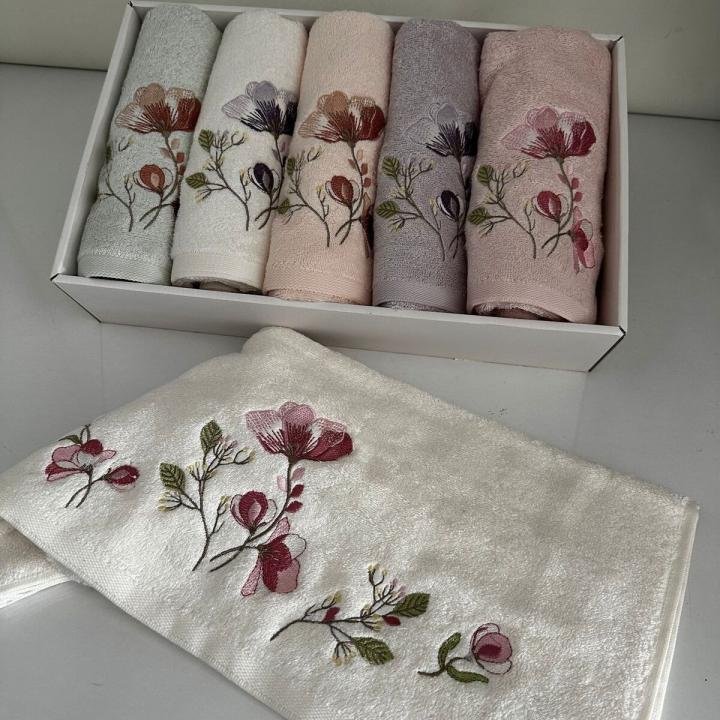 Idil 6'lı Havlu Seti Bambu Nakışlı 50x90