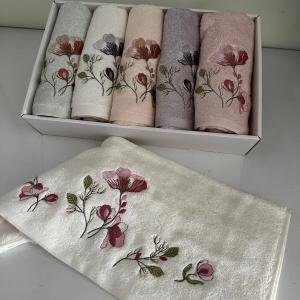 Idil 6'lı Havlu Seti Bambu Nakışlı 50x90