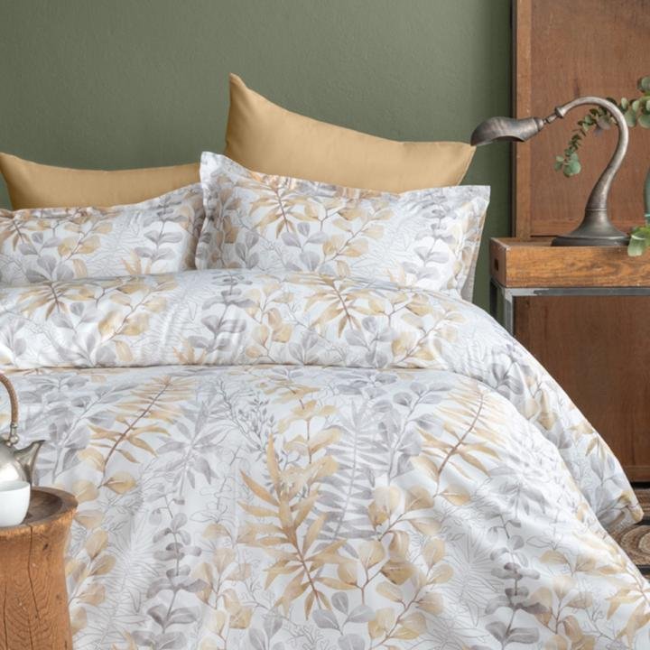 Occale Beige Çift Kişilik %100 Pamuk Saten Nevresim Takımı