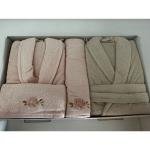 %100 Pamuklu Aile Seti Bornoz Takımı