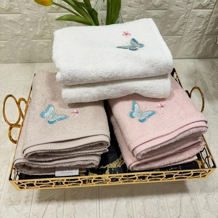 6’lı Havlu Kelebek Nakışlı 50 X 90