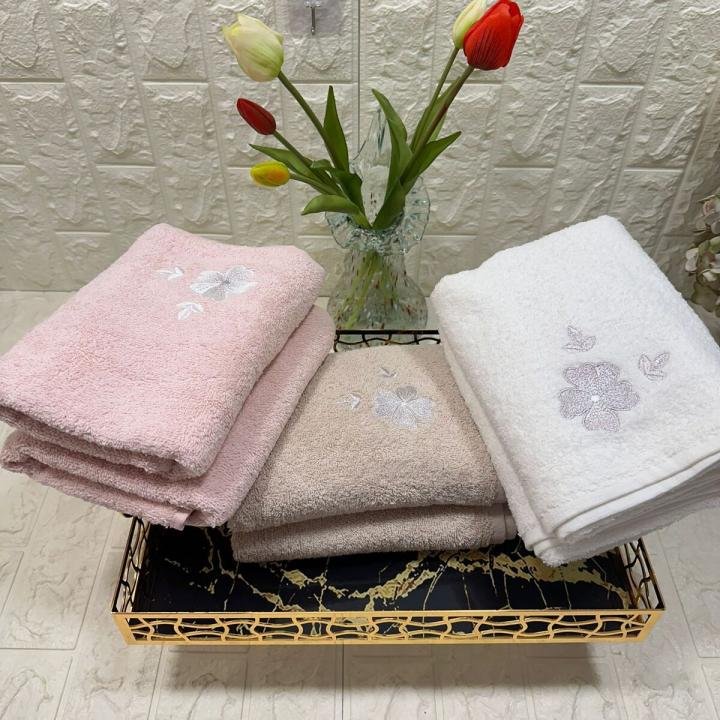 6’lı Havlu Nakışlı 50 X 90 % 100 Pamuk