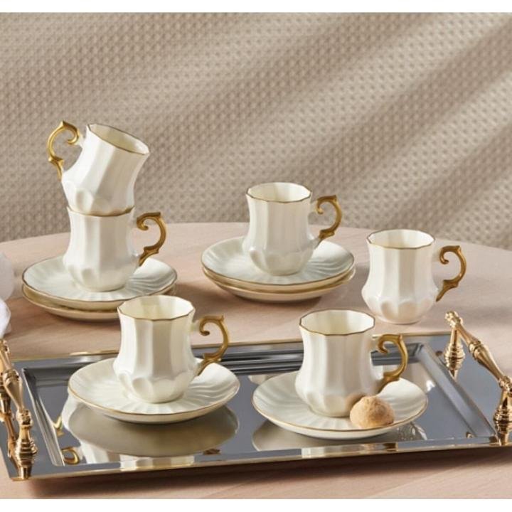 Kahve Fincan Takımı 6’lı Altın Dekorlu