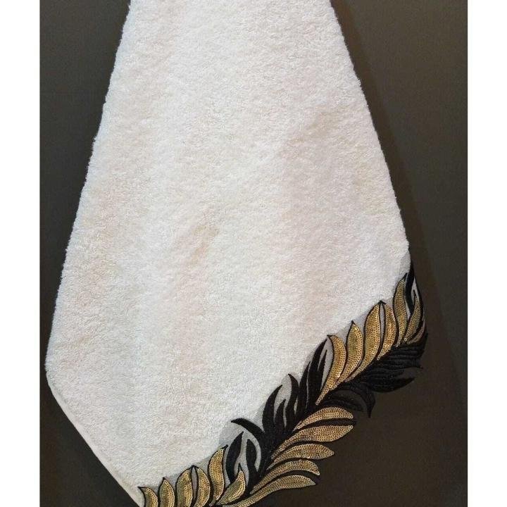 Mariva Black/gold 50*90 Ekru Havlu Verse-reverse