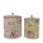 Krem Çiçek Desenli Metal 2 Li Patates Soğan Sepeti Cnk002