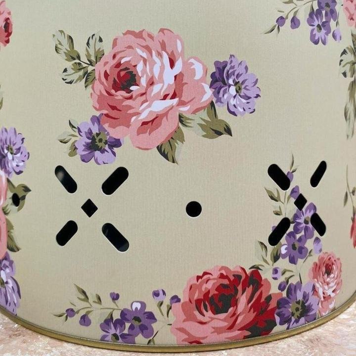 Krem Çiçek Desenli Metal 2 Li Patates Soğan Sepeti Cnk002