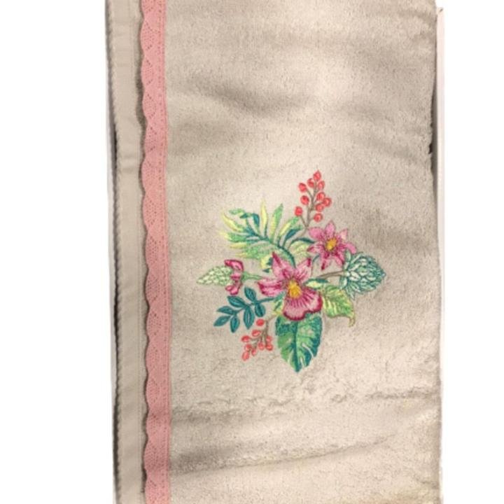 6'lı Havlu Seti Bambu Anya Dantelli Nakışlı 50x90