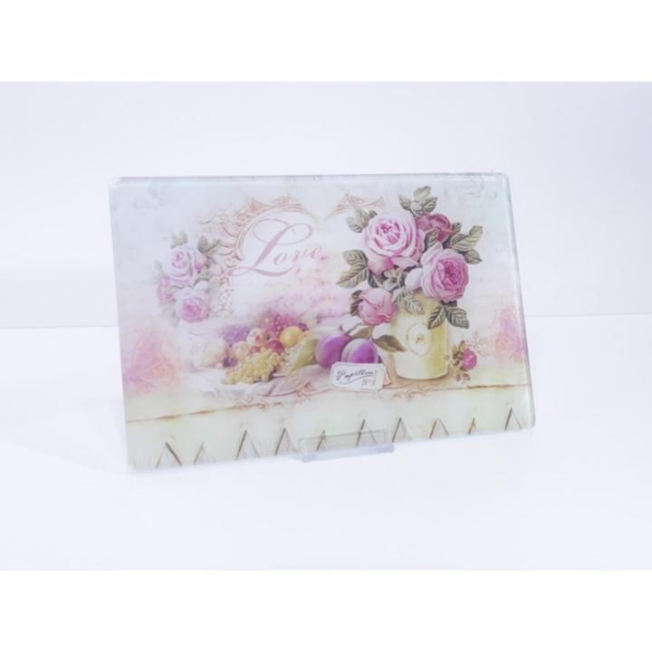 Çiçek Desenli Kırılmaz Cam 30x20cm Kesme Tahtası Enj311