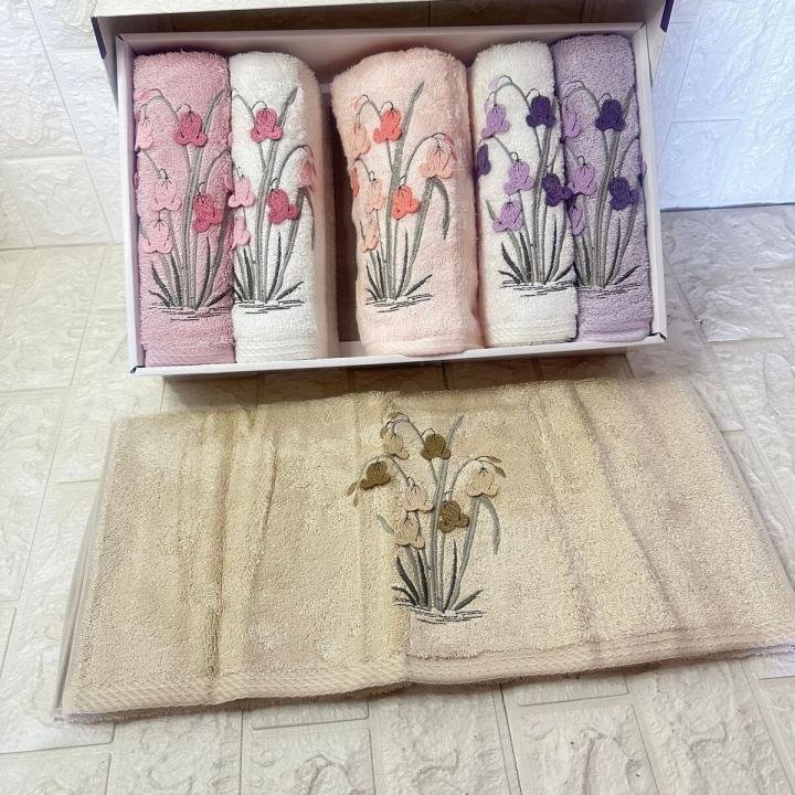 6'lı Havlu Seti Bambu Tamara Nakışlı 50x90