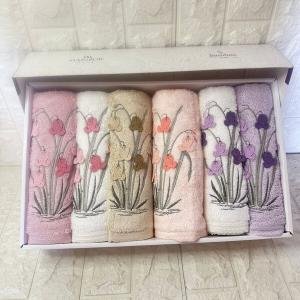 6'lı Havlu Seti Bambu Tamara Nakışlı 50x90