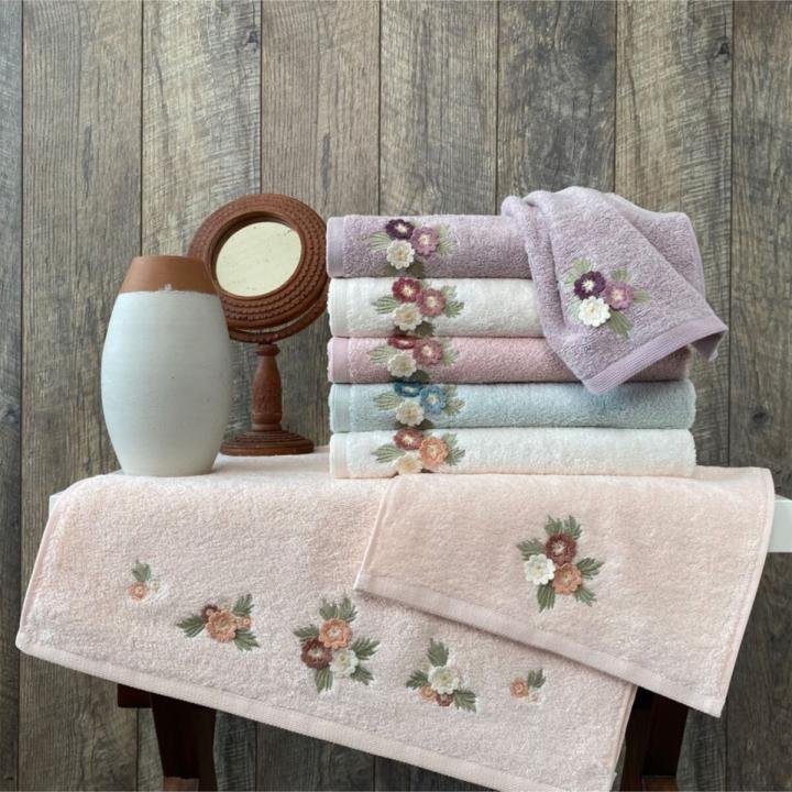 Buket - 3d Nakışlı Bambu Havlu 6 Ad. (50X90)