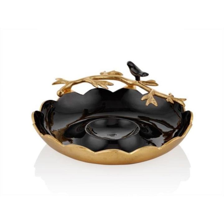 Siyah Love Bırd Serisi Ortası Sosluklu Kase/dekor 36cm