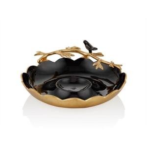 Siyah Love Bırd Serisi Ortası Sosluklu Kase/dekor 36cm