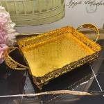 Dikdörtgen Altın Tepsi 26*20*9 Cm