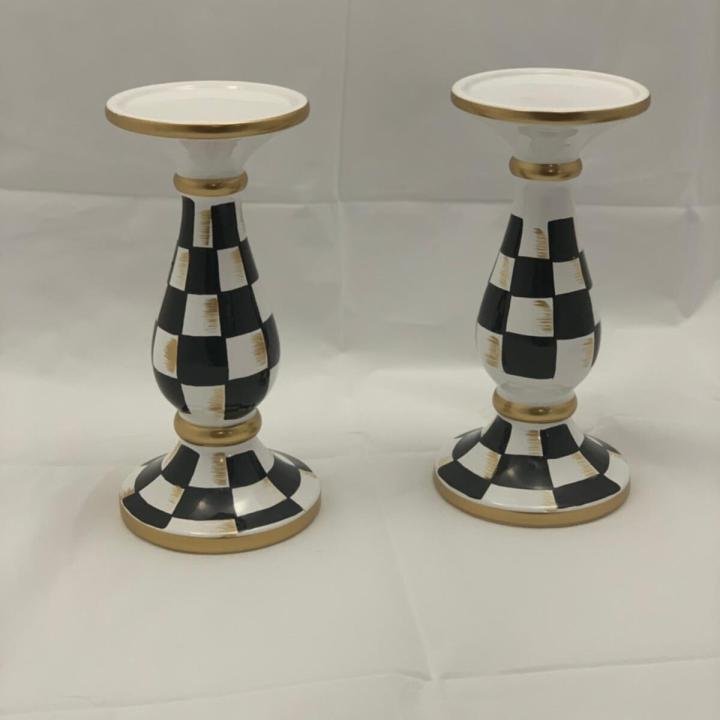 Damalı Seramik 2 Li Mumluk 26 Cm Trk1019