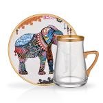 Elephant Beyaz Kulplu 6 Kişilik Çay Seti
