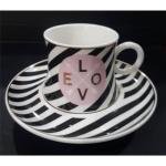 6 Lı Kahve-çay Fincan Tkm. Lvn Pembe Siyah Love Porselen Lvn57062