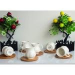 Porselen Bambu Tabaklı Fincan Seti