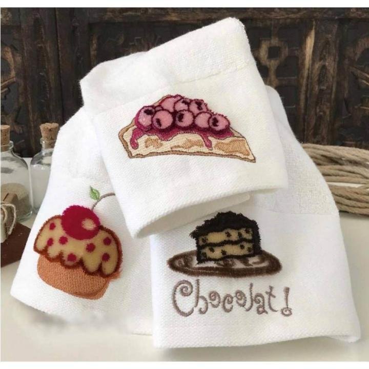 Nakışlı Bambu Havlu 3'lü