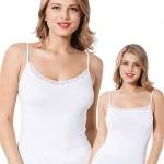 Kadın Beyaz Çift Taraflı Giyilebilir Dantelli İp Askılı Bambu Atlet