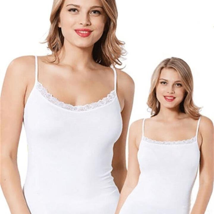 Kadın Beyaz Çift Taraflı Giyilebilir Dantelli İp Askılı Bambu Atlet