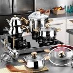 Porselen 18 Parça Çelik Çeyiz Takımı Set Gold