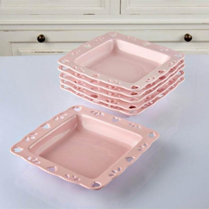 Pembe Anela 6 Pcs Yemek Tabağı