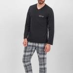 Erkek 2'li Pijama Takımı Ekoseli V Yaka V2 Xl