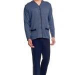 8520 Erkek Uzun Kol Jakarlı Önden Düğmeli Pijama Takımı