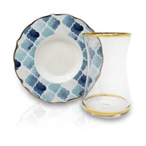 Barok Art Mavi Mozaik 6'lı Çay Takımı Koleksiyon