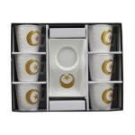 6'lı Fincan Takımı Ay Yıldızlı Porselen - Wavy