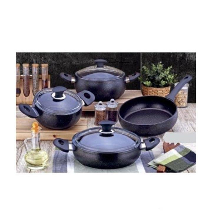 Granit Güveç Tencere Seti 7 Parça Siyah