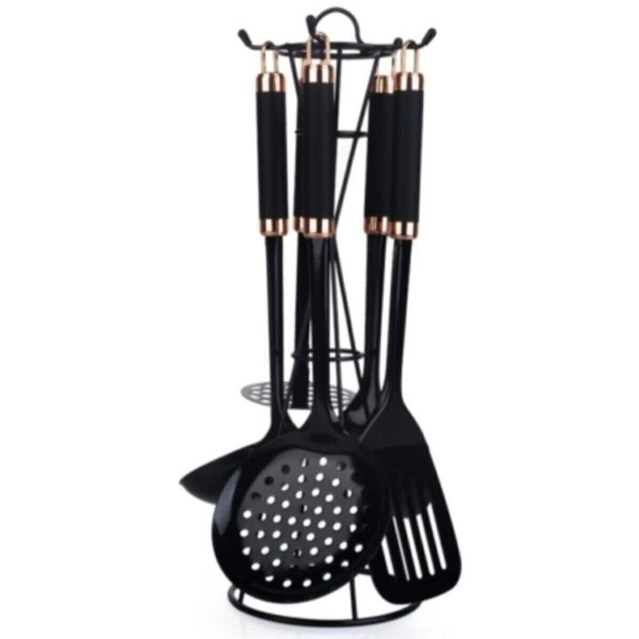 Perlino 5'li Metal Standlı Mutfak Set Siyah Byk-009899