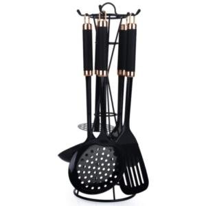 Perlino 5'li Metal Standlı Mutfak Set Siyah Byk-009899